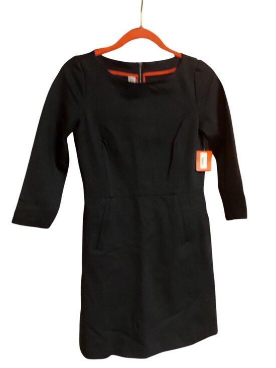 SPANX Dresses & Skirts - Spanx Black Perfect Shift Dress S/P 3/4 Sleeve Zip Back Classic Fit